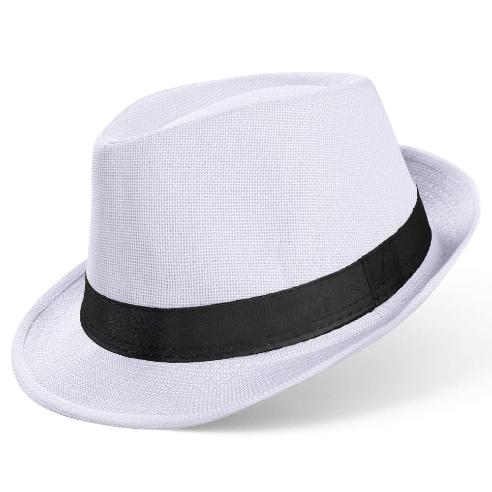 2750 Straw Trilby Fedora Hat -1920s Felt Panama Hat Short Brim Summer Cap